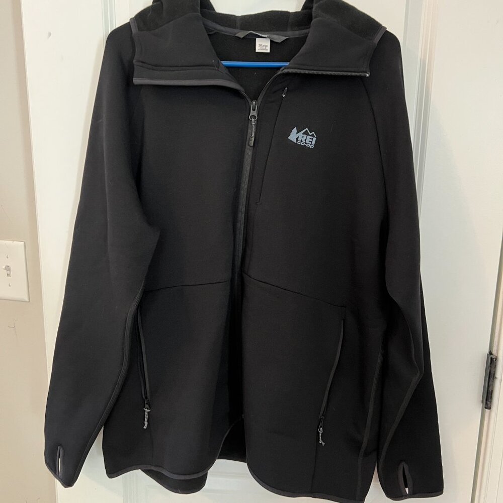 REI Black Hooded Utility Softshell Jacket